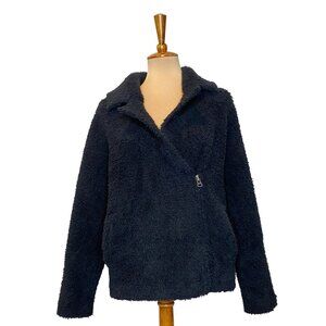 Barefoot Dreams CozyChic Black Zip-Up Fleece Jacket M